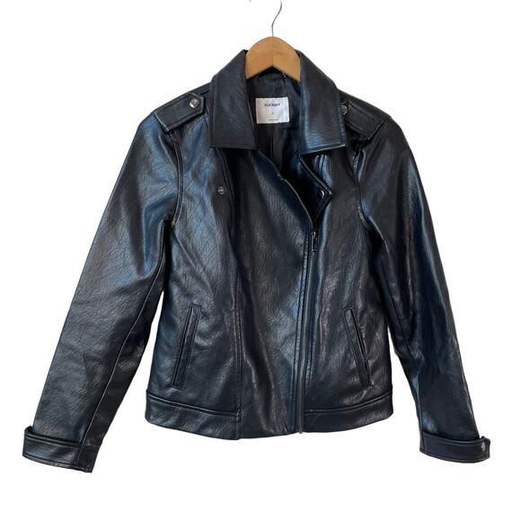 OLD NAVY Women's Vegan Faux Leather Motorcycle Jacket Black Size Small with FLAW - Picture 1 of 11